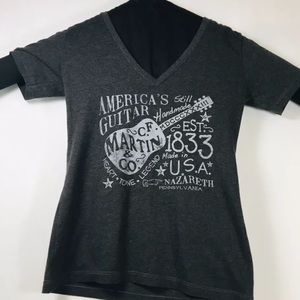 Martin & Co Guitar Womens M Fitted T Shirt V Neck